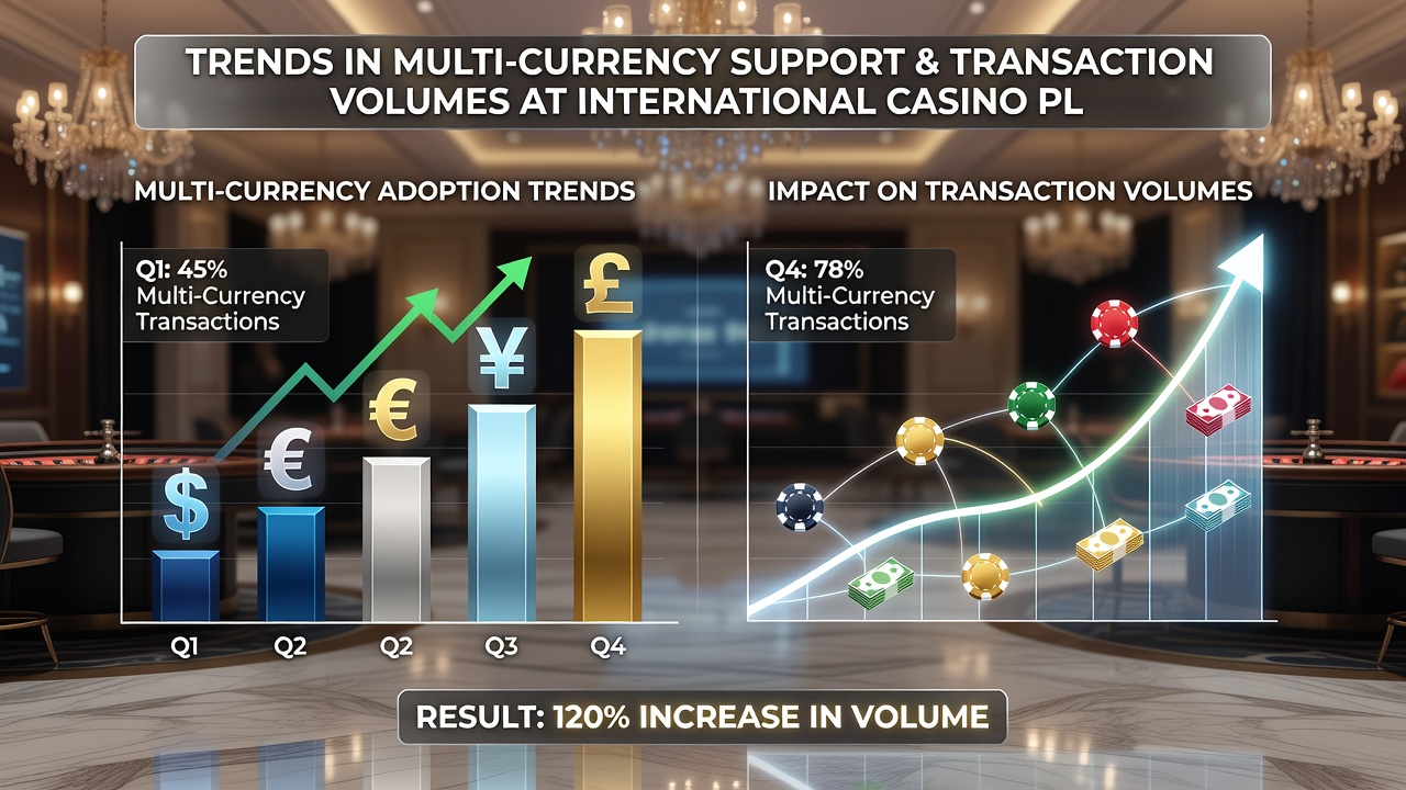 Graf over transaktionsvolumen stigninger ved multi-valuta support